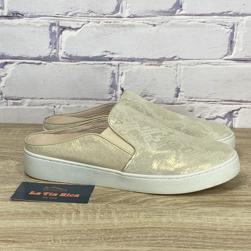 Vionic Dakota Gold Snake Slip On Mules